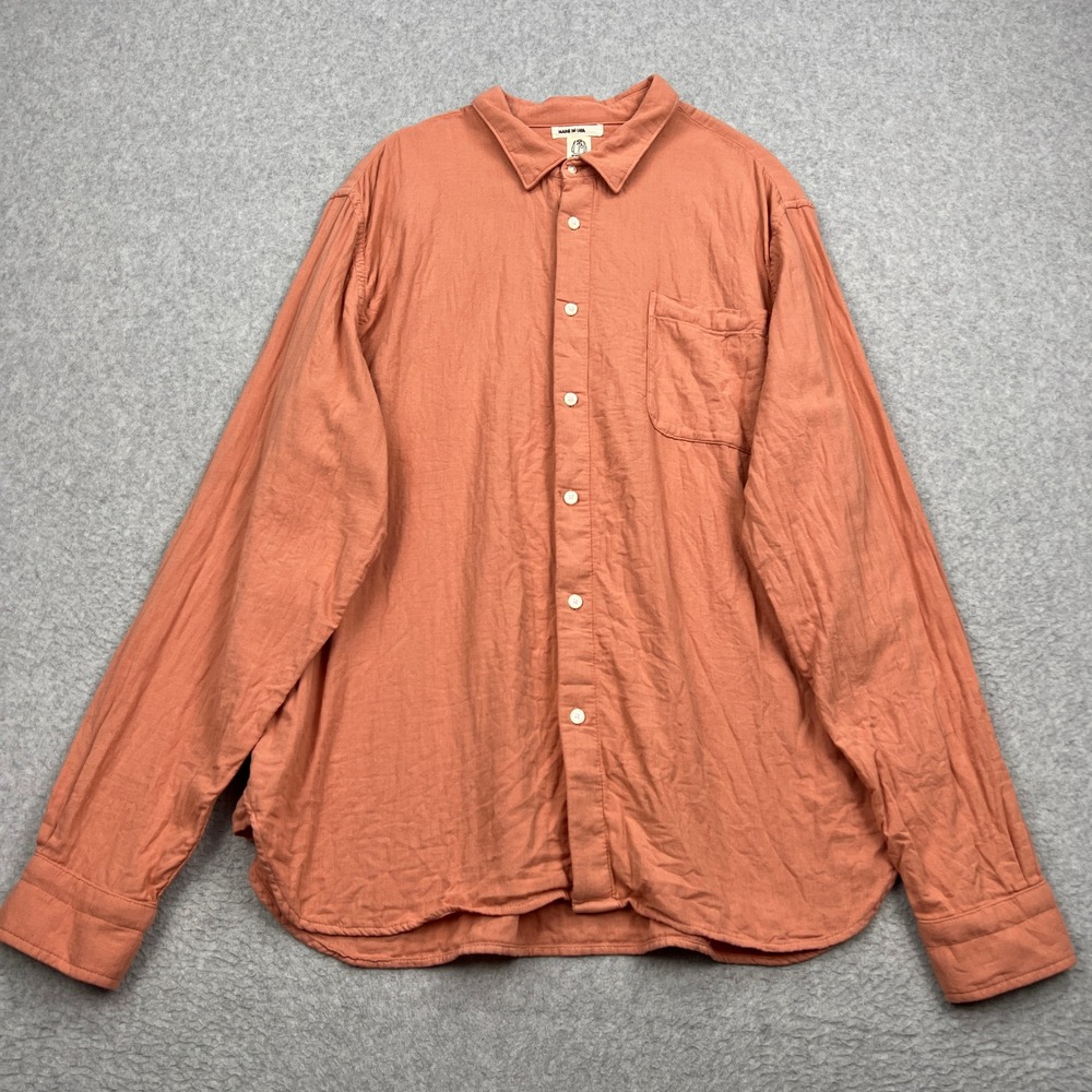 Hiroshi Kato The Ripper Shirt Mens XXL Dahlia Orange Cotton Gauze Button Up